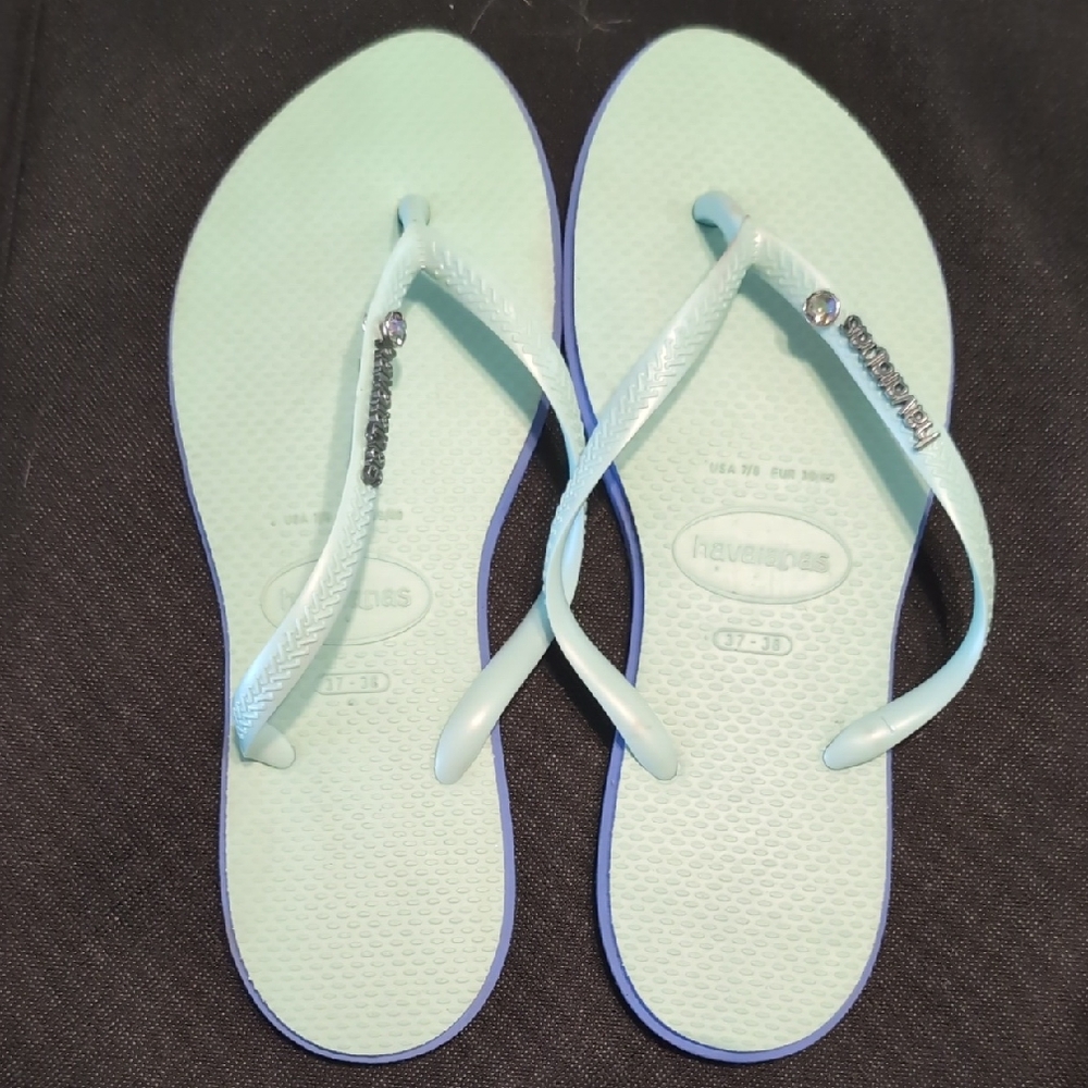Havaianas Aqua and Lavender Flip Flops